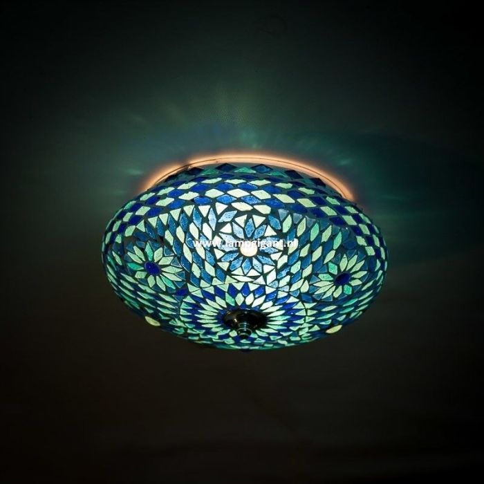 Blauwe oosterse plafonnière mozaïek, Mimoun