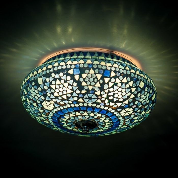 Blauwe oosterse plafonnière mozaïek, Mimoun