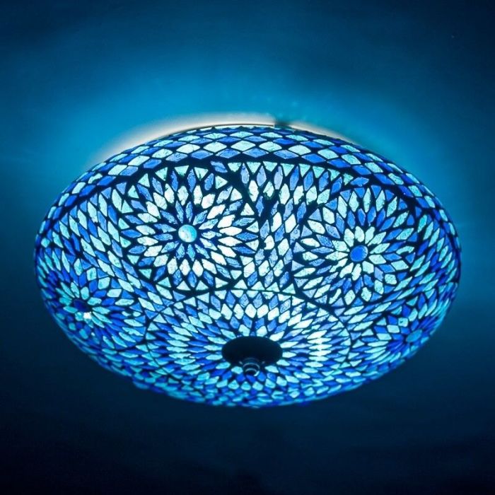 Blauwe oosterse plafonnière mozaïek, Louay