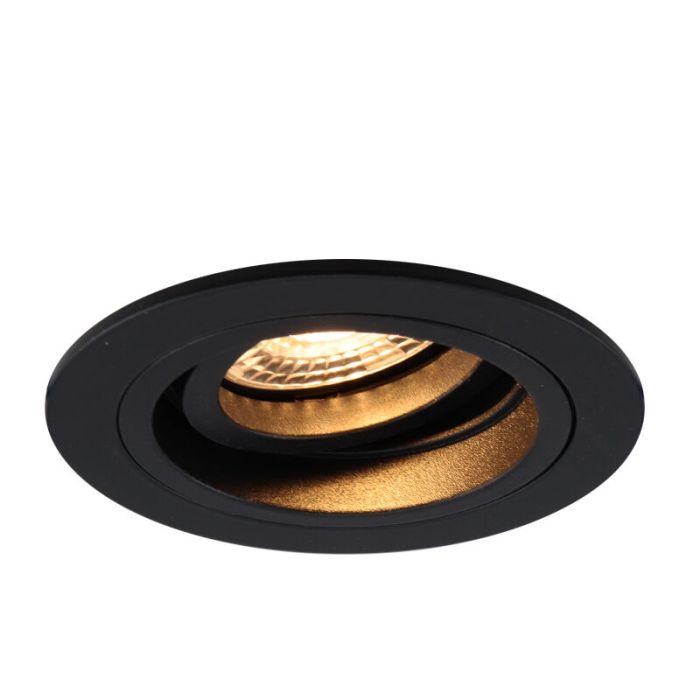 Moderne Inbouwspot Bredal, zwart, rond