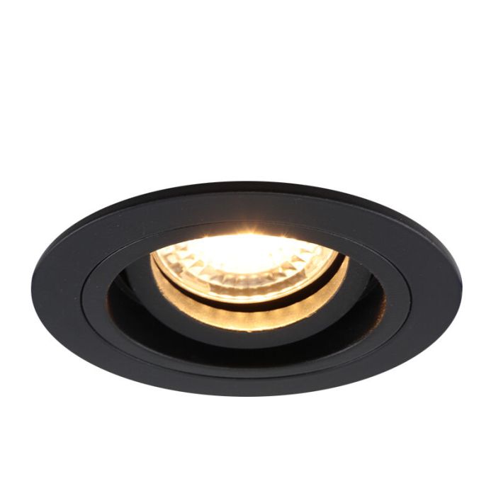 Moderne Inbouwspot Bredal, zwart, rond