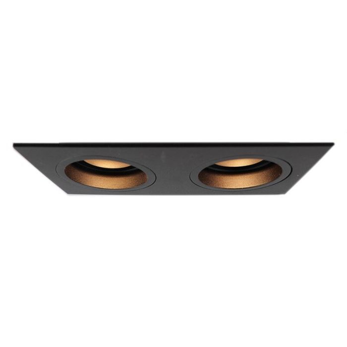 Moderne Inbouwspot Bredal, zwart, 2 spot