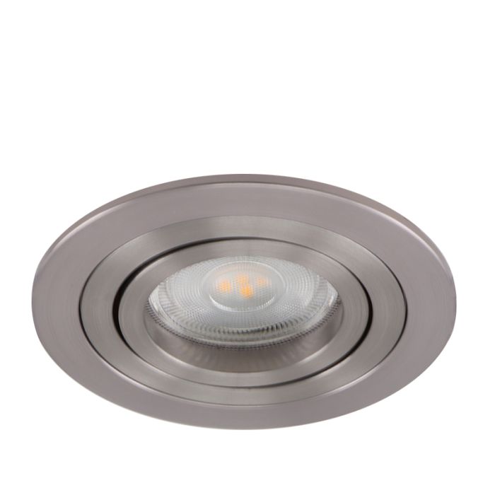 Kantelbare ronde inbouwspot Scott, chroom geborsteld