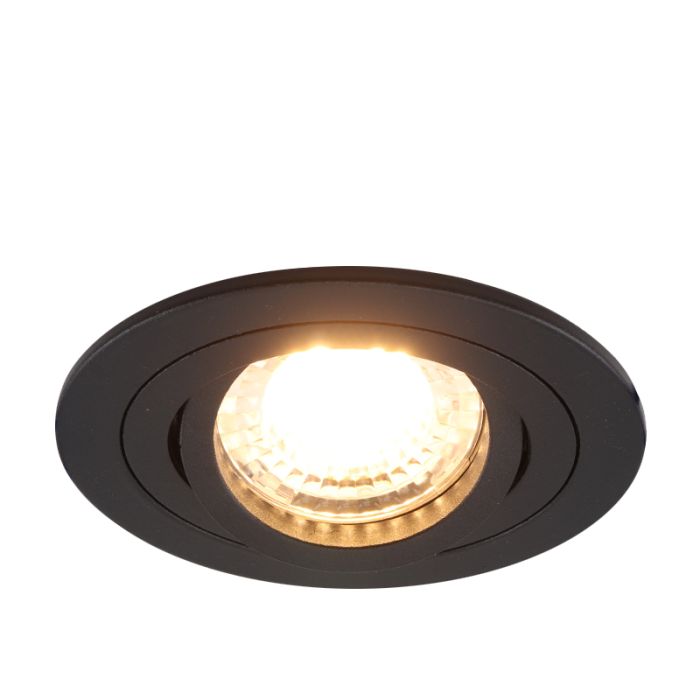 Kantelbare ronde inbouwspot Scott, zwart