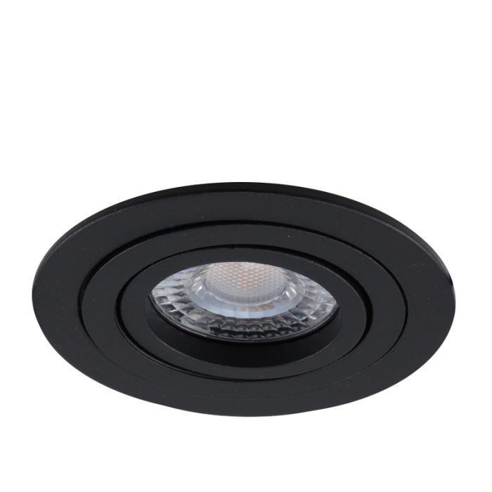 Kantelbare ronde inbouwspot Scott, zwart