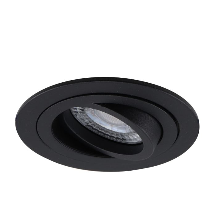 Kantelbare ronde inbouwspot Scott, zwart