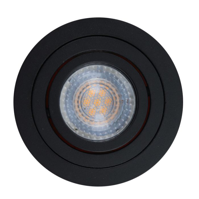 Kantelbare ronde inbouwspot Scott, zwart