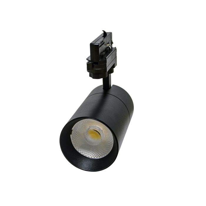 Zwarte 3-fase spot Rozina, 20W, white switch, dimbaar, Pro