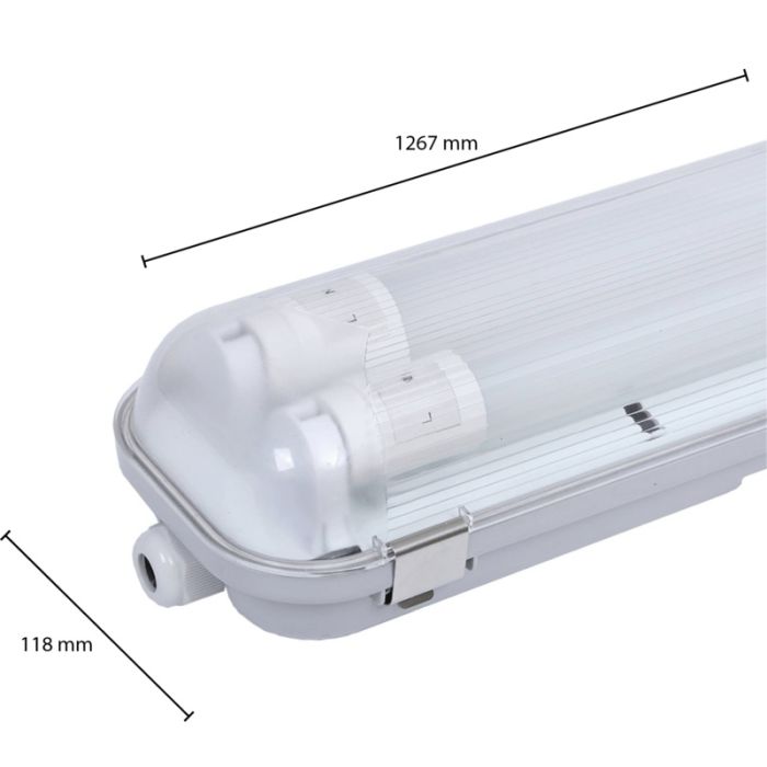 120 cm waterdicht LED TL armatuur - Suyata - voor 2 TL's - IP65