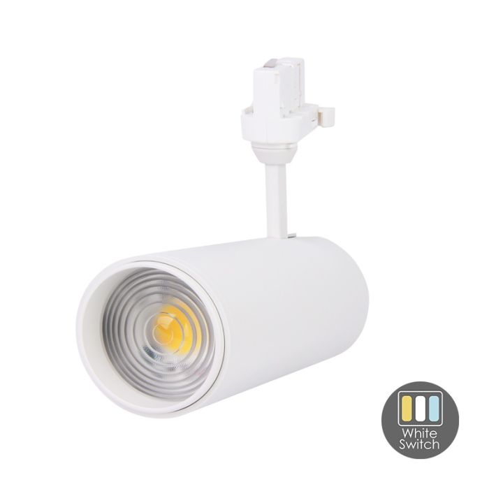 Witte 3-fase spot Rosella, 10W, white switch, Pro