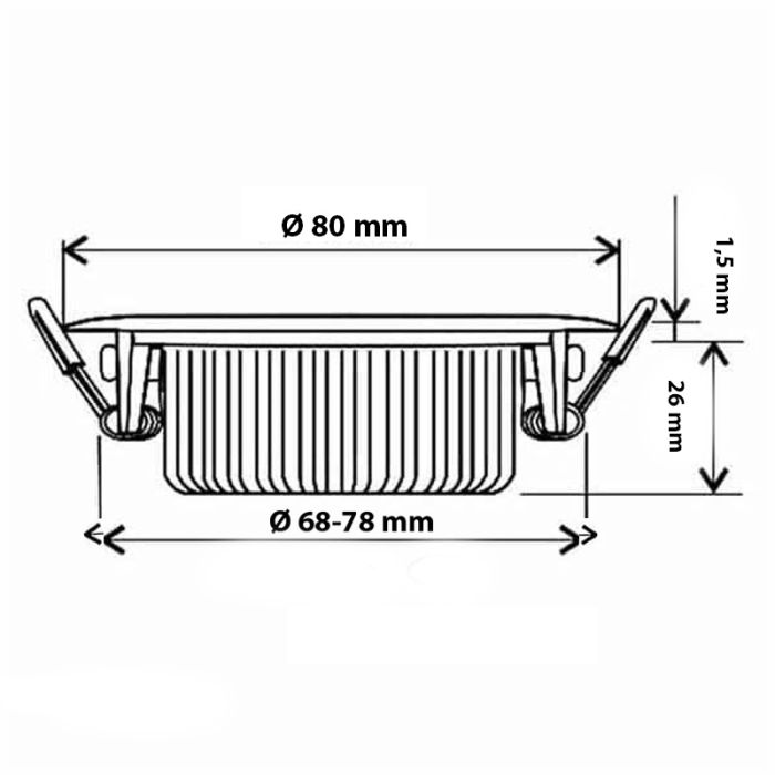 Zilveren downlight aluminium, Wimke, 5W, 2700K LED, IP44