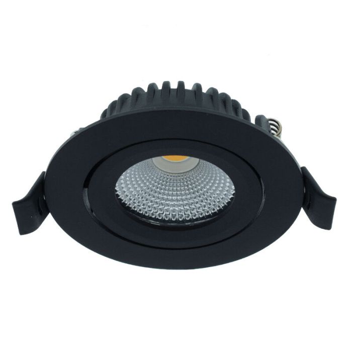 Zwarte inbouwspot aluminium, Wimke, 5W, 3000K LED, IP44