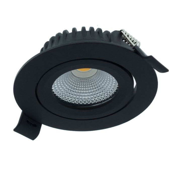 Zwarte inbouwspot aluminium, Wimke, 5W, 3000K LED, IP44