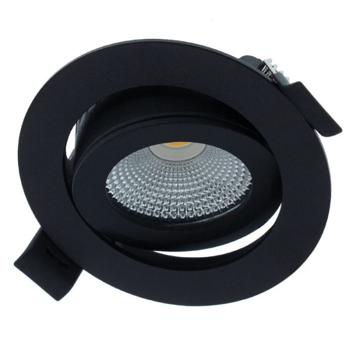 Zwarte inbouwspot aluminium, Wimke, 5W, 3000K LED, IP44