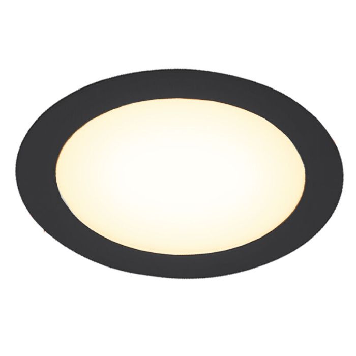Zwarte downlight aluminium, Umbriel, 18W, 3000K LED, IP44