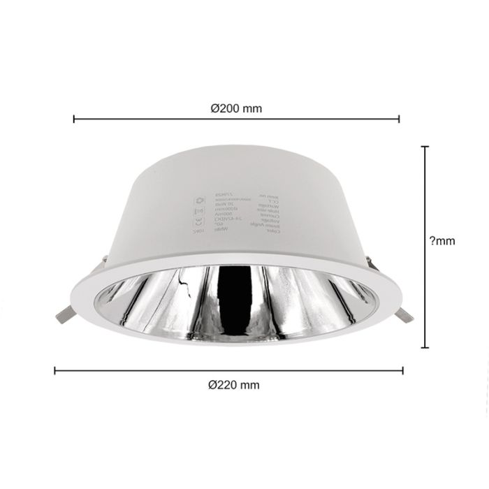 Witte downlight aluminium, Maud, 20W, white switch LED, IP22