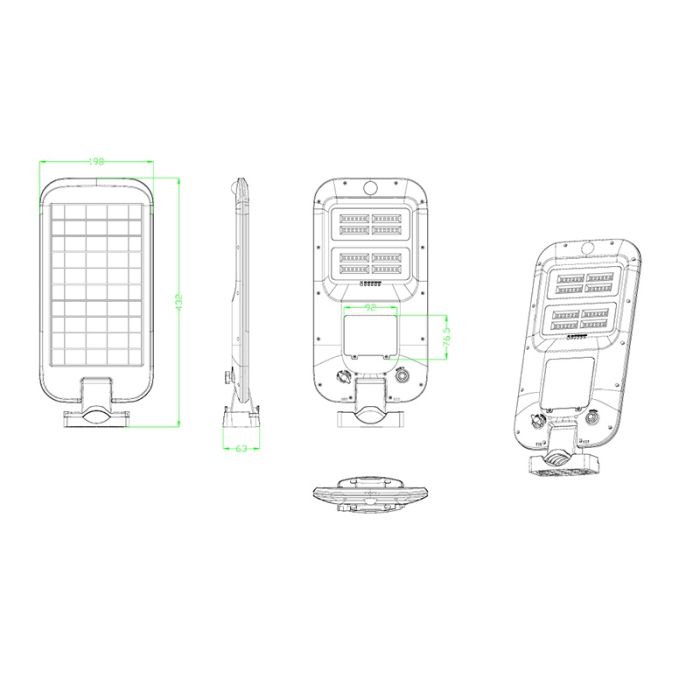 Solar LED straatverlichting Amsterdam, 18 Watt, 6000K koud wit, 2 jaar garantie