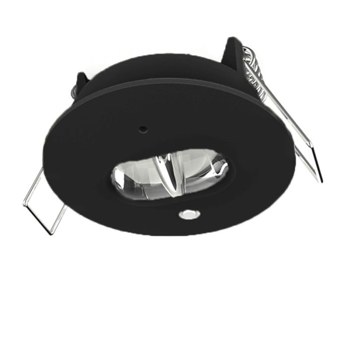 Zwarte noodverlichting inbouwspot, 1W, 6000K LED, IP22