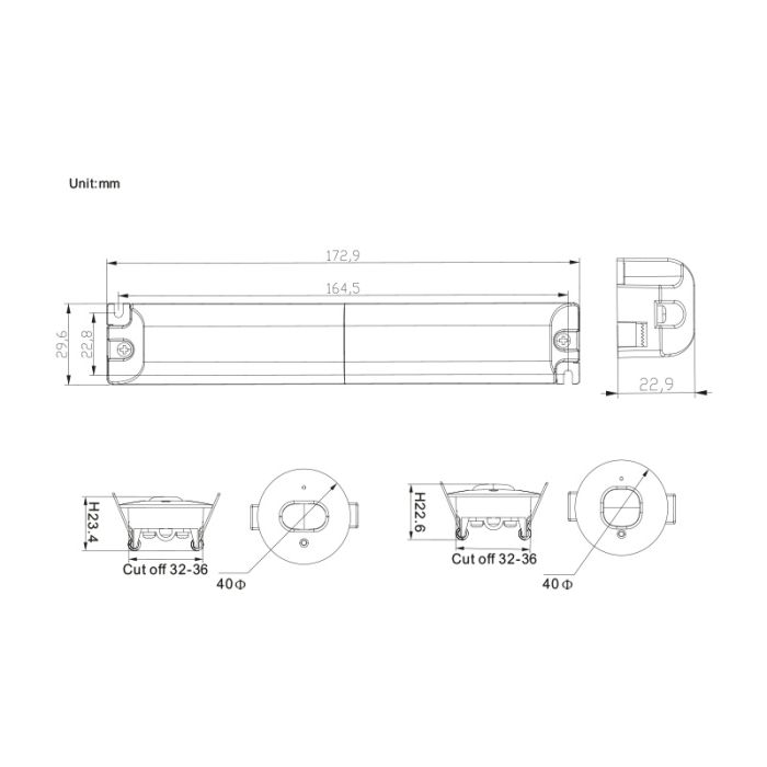 Zwarte noodverlichting inbouwspot, 1W, 6000K LED, IP22