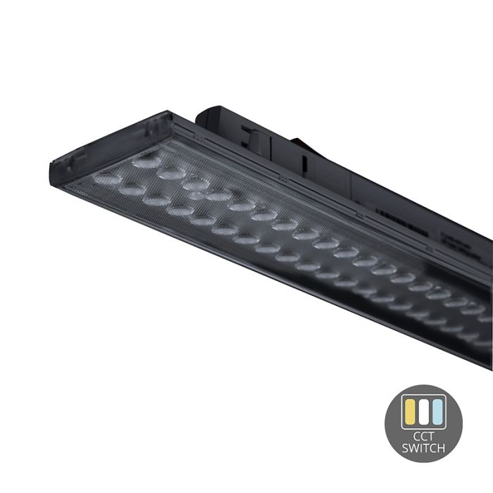 Zwart 3-fase railarmatuur Tora, 35W, white switch, 60 cm, Pro