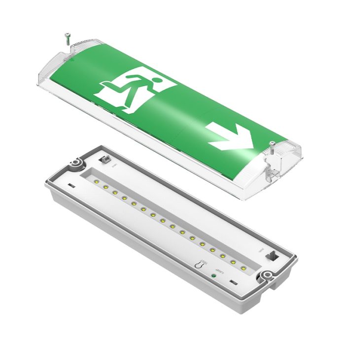 Zwarte noodverlichting incl. pictogrammen, Pedram, 3W, 6500K LED, IP66