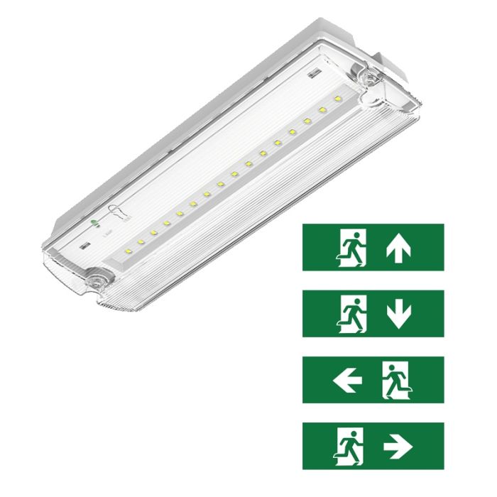 Zwarte noodverlichting incl. pictogrammen, Pedram, 3W, 6500K LED, IP66