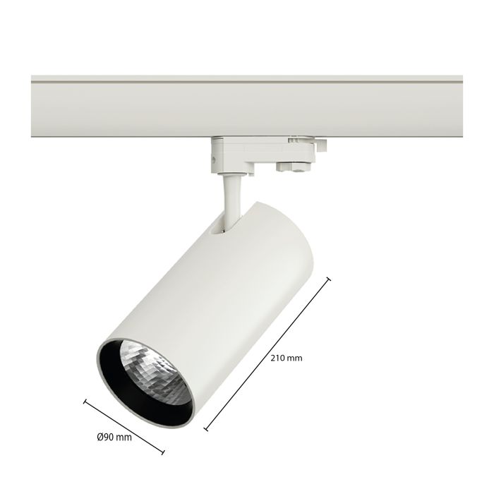 Witte 3-fase spot Esmiralda, 30W, 3000K, Pro