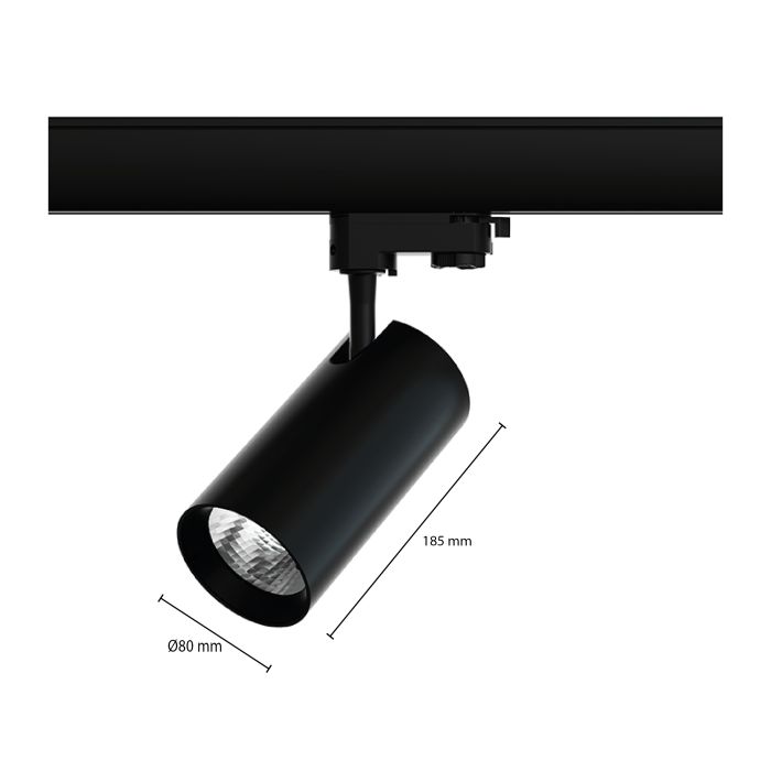 Zwarte 3-fase spot Esmiralda, 20W, 4000K, Pro