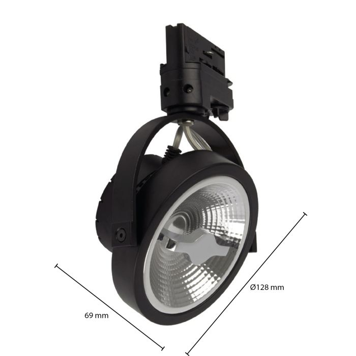 Zwarte 3-fase spot Tirsa, 12W, dim-to-warm, Pro