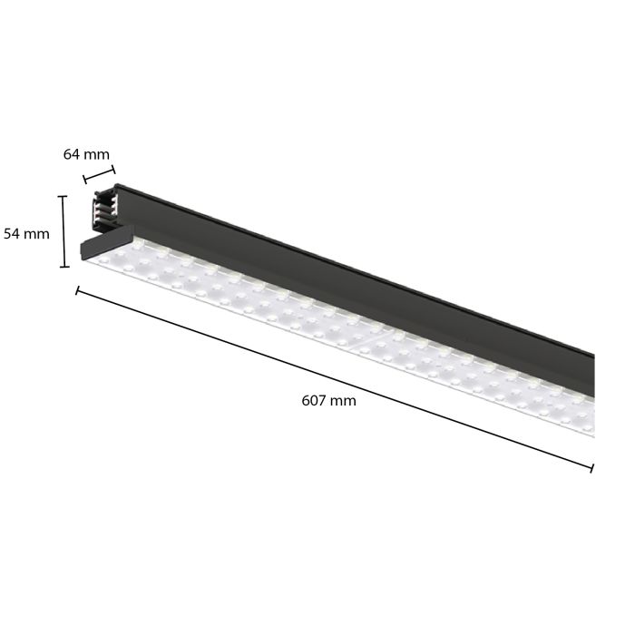 Zwart 3-fase railarmatuur Tora, 27W, 5000K, 60 cm, Pro