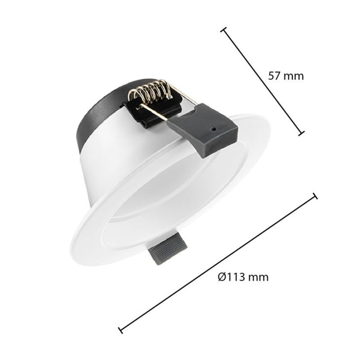 Witte downlight aluminium, Otmar, 10W, white switch LED, IP22