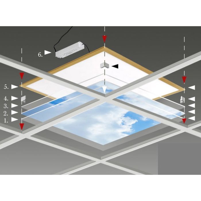 Fotoprint wolk - set van 4 acrylplaten met print, voor 60x60 cm LED panelen