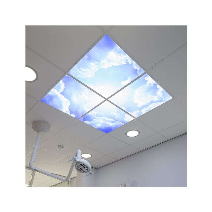 Fotoprint wolk met bos - set van 12 acrylplaten met print, voor 60x60 cm LED panelen