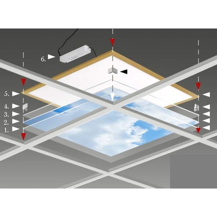 Fotoprint wolk met bos - 1 acrylplaat met print, voor 60x60 cm LED panelen