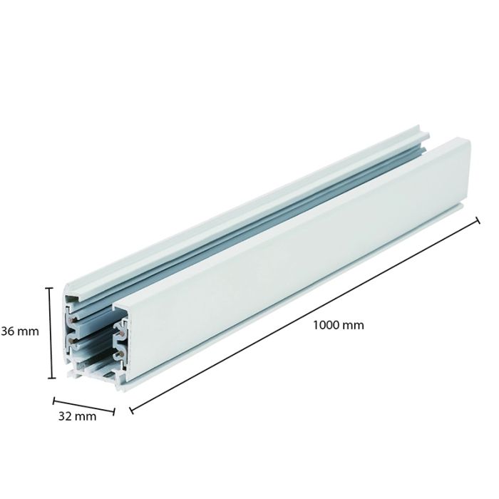 3-fase rail, 1 meter, wit, Pro
