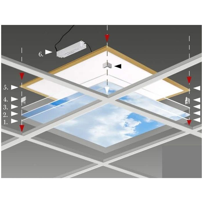 Fotoprint wolkenkrabber - set van 6 acrylplaten met print, voor 60x60 cm LED panelen