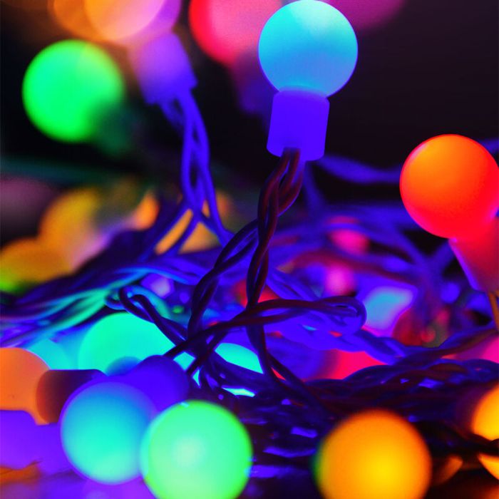 16m LED kerstverlichting buiten, 80 gekleurde bollampjes