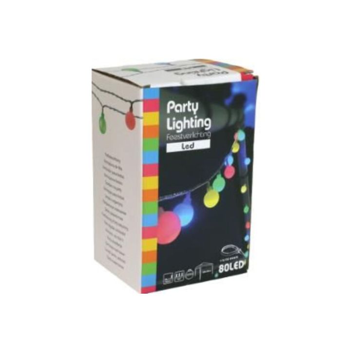 16m LED kerstverlichting buiten, 80 gekleurde bollampjes