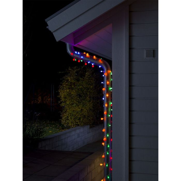 16m LED kerstverlichting buiten, 80 gekleurde bollampjes