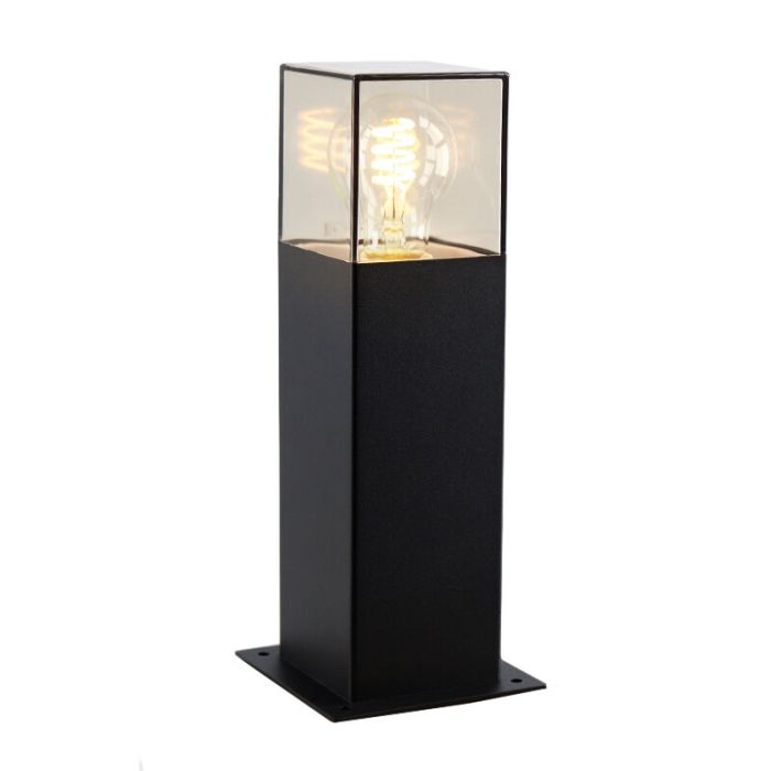 Zwarte staande buitenlamp Sanel, Smoke glas, 30cm