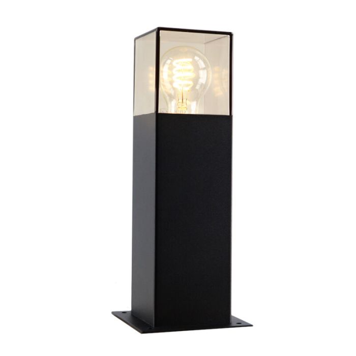 Zwarte staande buitenlamp Sanel, Smoke glas, 30cm