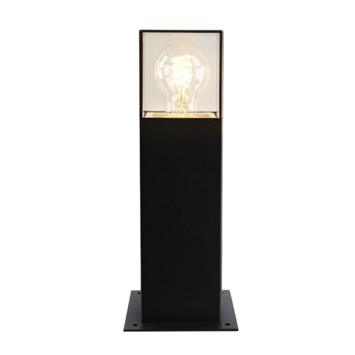 Zwarte staande buitenlamp Sanel, Smoke glas, 30cm