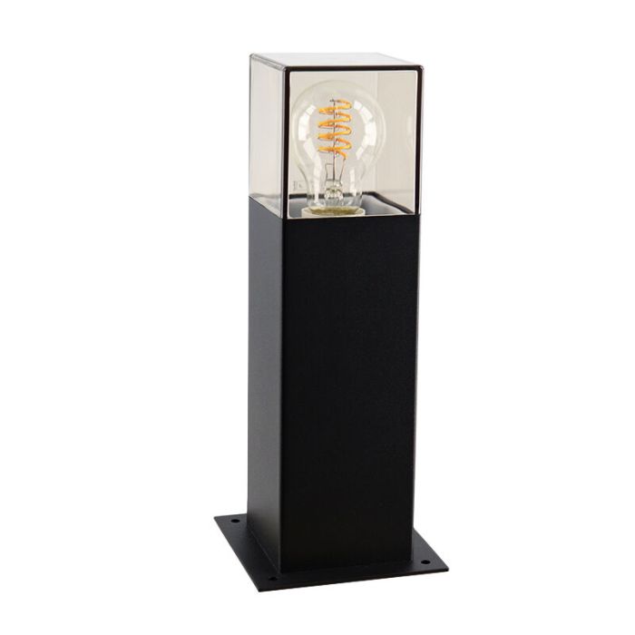 Zwarte staande buitenlamp Sanel, Smoke glas, 30cm