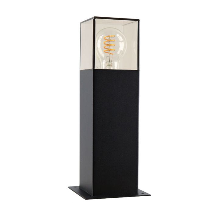 Zwarte staande buitenlamp Sanel, Smoke glas, 30cm