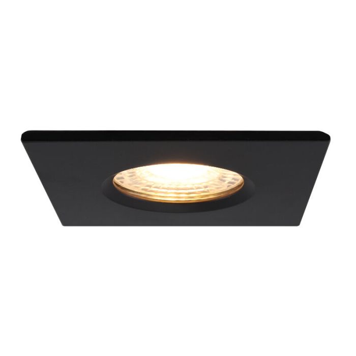 Vierkante badkamer inbouwspot Jule, zwart, IP65