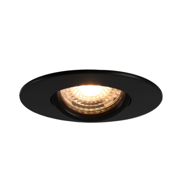Kantelbare ronde badkamer inbouwspot Jill, zwart, IP44