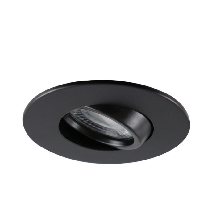 Kantelbare ronde badkamer inbouwspot Jill, zwart, IP44