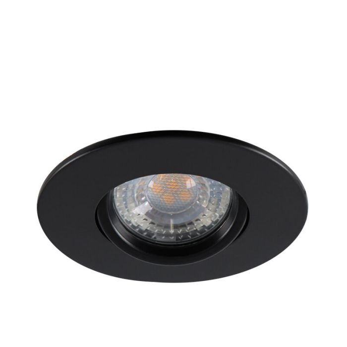 Kantelbare ronde badkamer inbouwspot Jill, zwart, IP44