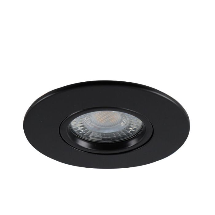 Kantelbare ronde badkamer inbouwspot Jill, zwart, IP44