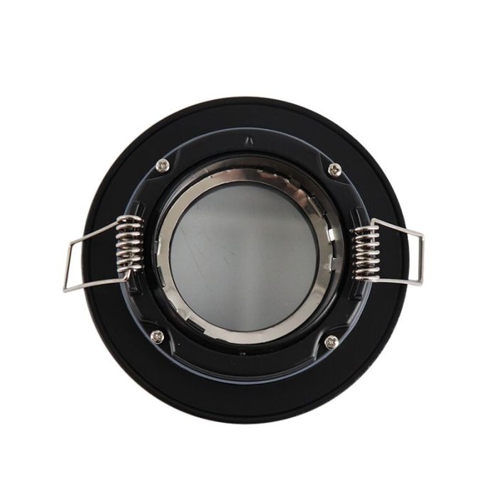 Kantelbare ronde badkamer inbouwspot Jill, zwart, IP44